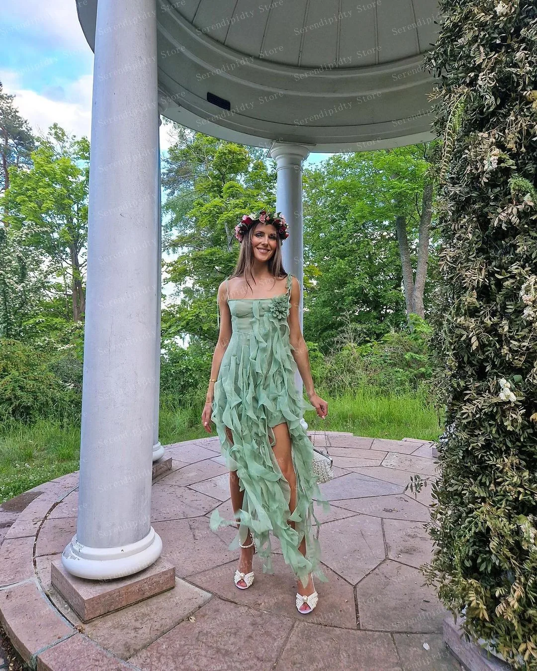 Spaghetti Straps Sage Green Chiffon Dresses For Women Elegant Women\'s Dresses For Party 2023 Summer Dresses With Tassels