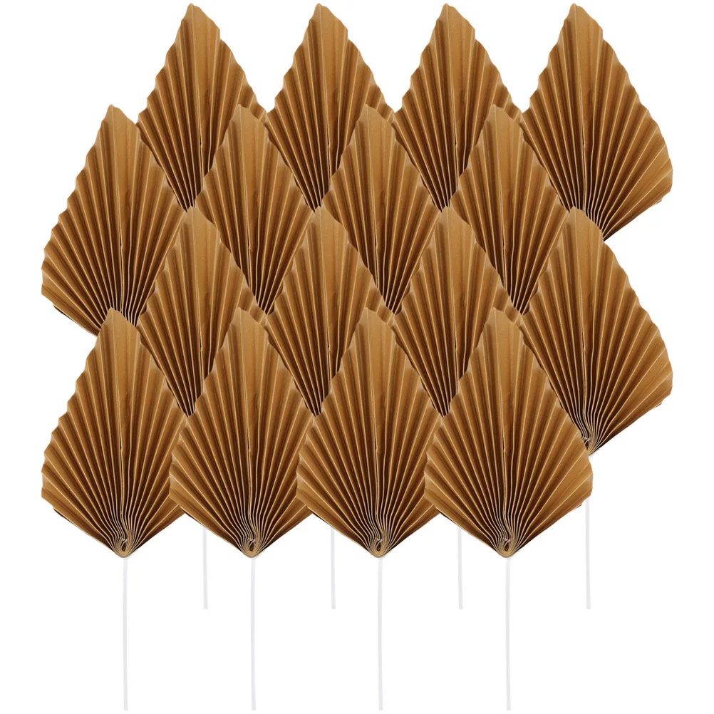 

16pcs Golden Palm Leaves Cake Decoration Picks for Birthday Wedding Party Cupcake Dessert Toppers Unique Design Charm