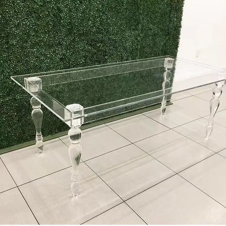 * Rectangle Acrylic Wedding Table Transparent Modern Pary Accent Dining Table for Event