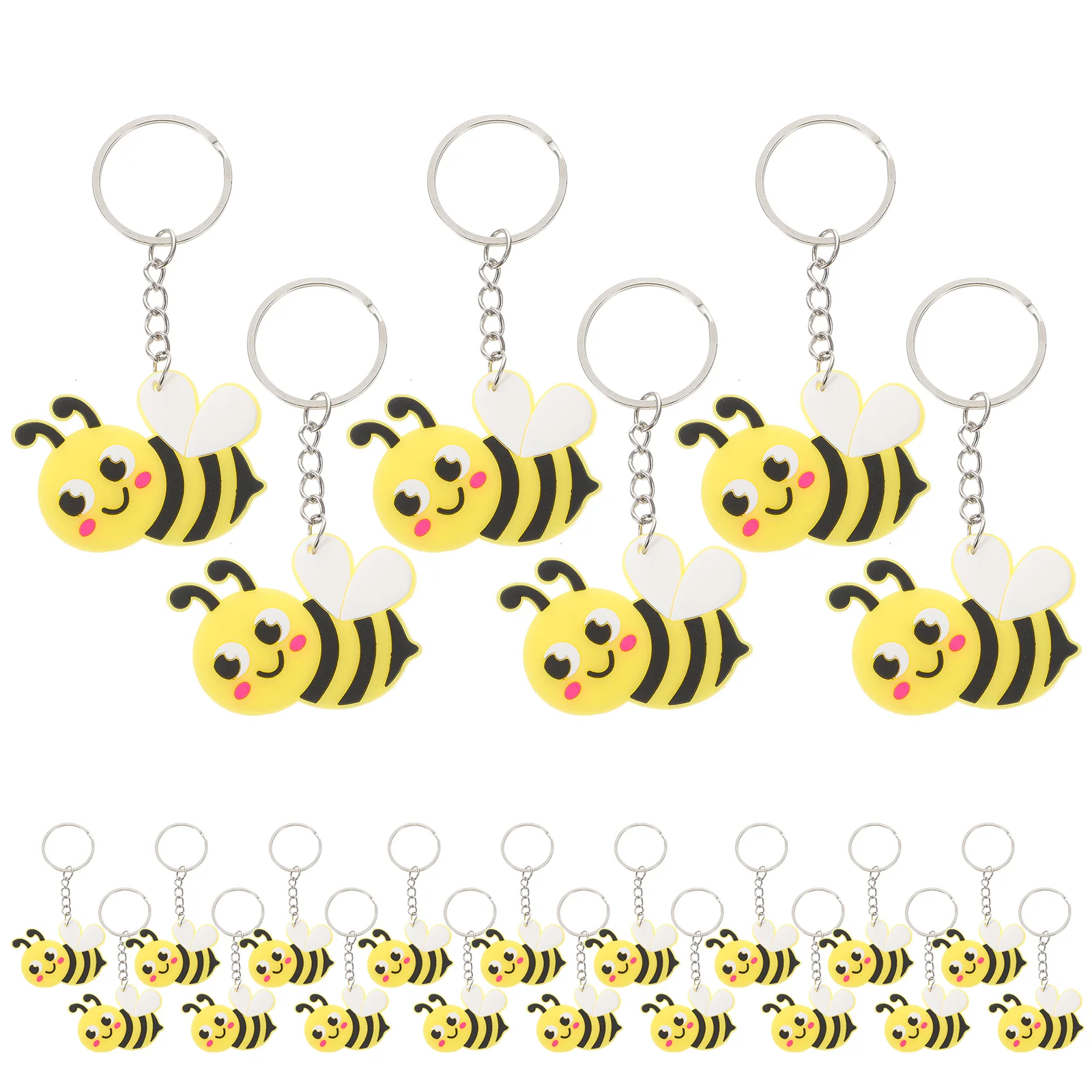 24pcs Cute Cartoon Bee Pendant Bee Keychain Hanging Pendant  Creative Key Ring Bags Pendant