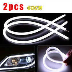 2Pcs Car Daytime Running Light White 60cm Car Hose LED Light Bar Daytime Driving DRL Headlight Flexible Waterproof Strips DC 12V