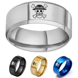 One Piece Ring Stainless Steel Action Figure Anime Straw Hat Luffy Pirates Rings for Men Bague Heren Ghibli Rings Jewelry Gift