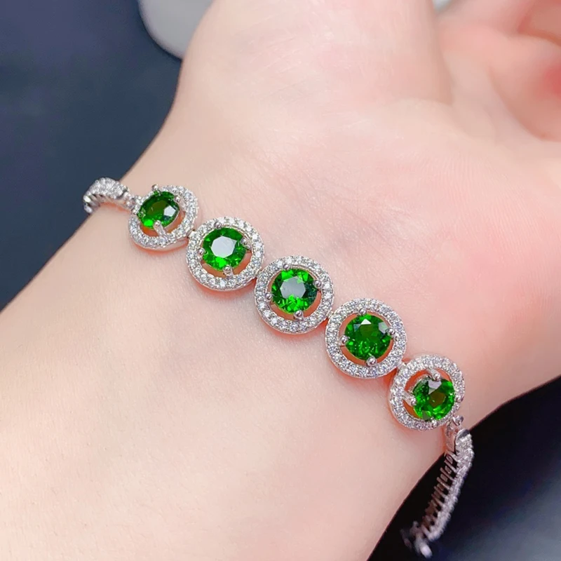 

Natural Diopside Bracelet for women silver 925 jewelry luxury gem stones 18k gold plated free shiping items