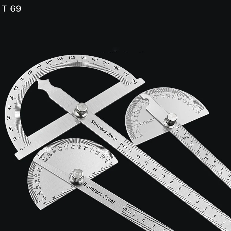 Stainless Steel Woodworking Wood Measurement Tool Angle Meter Measure Protractor Ruler Metal Finder 180 Degree Guage Goniometer