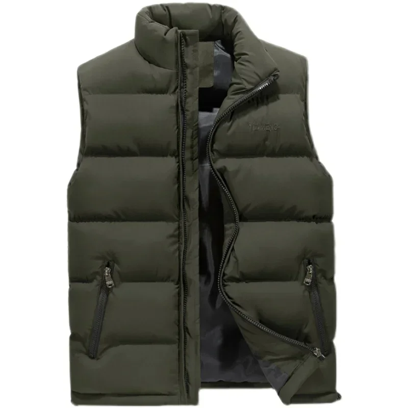 

High Quality Mens Vest Korean Fashion Autumn Warm Sleeveless Jackets Zipper Cotton Padded Thicken Cold Proof Plus Size 7XL