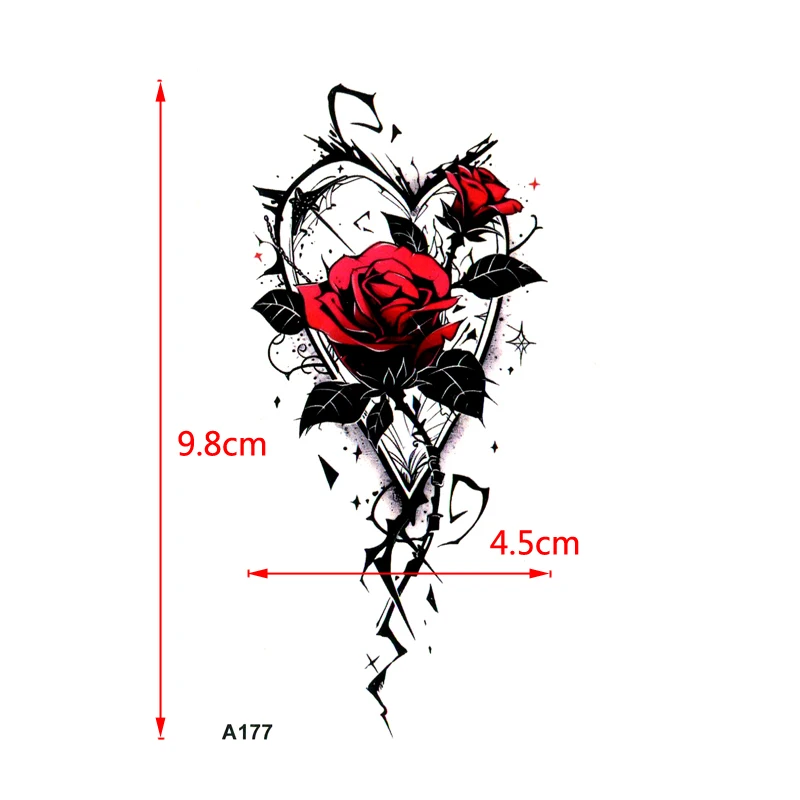 5 Sytles Love Red Rose Waterproof Temporary Tattoos Men Vines Body Art Fake Tatoo Sleeves For Kids Flash Tattoo Stickers