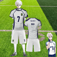 Anime Blue Lock Nagi Football Jersey Set Male 3D Print Kids Cosplay Sports T-Shirt Shorts Suit Oversized Men's Tracksuit Outfits