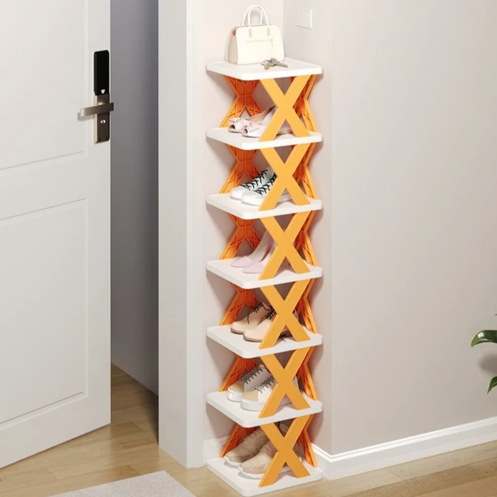 Abnehmbare, zusammenklappbare Schuhregale aus Kunststoff in X-Form, mehrschichtig, einfaches Schuhregal, platzsparend, staubdicht, farbiger Schuhschrank für Zuhause