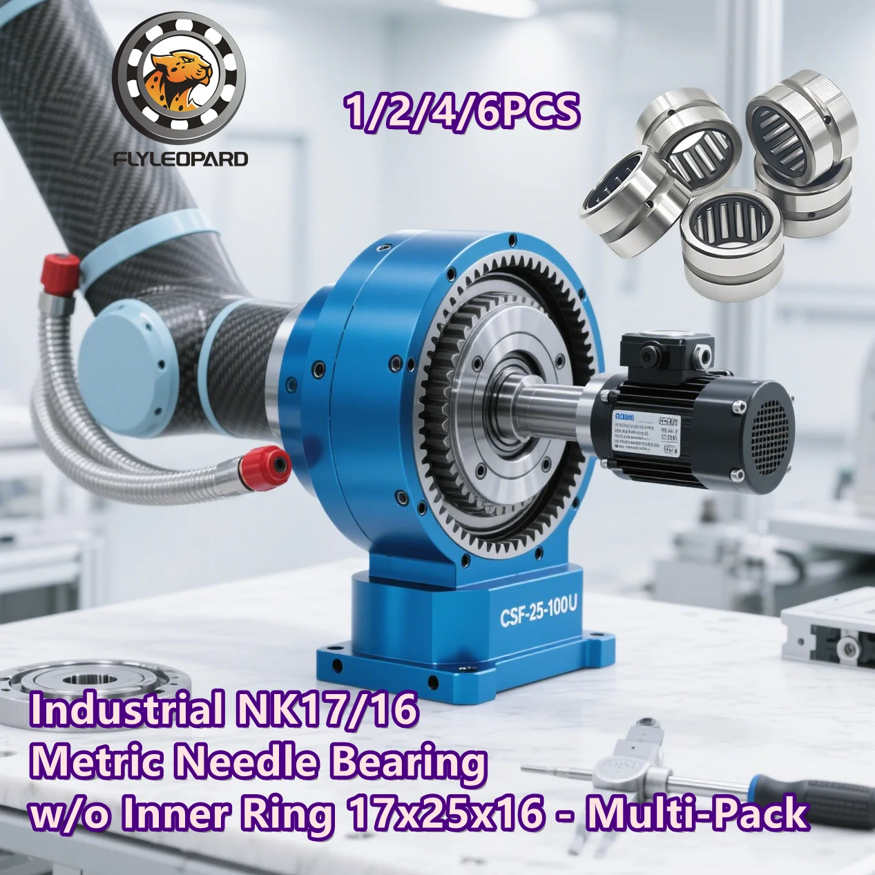 1/2/4/6PCS Industrial NK17/16 Metric Needle Bearing w/o Inner Ring 17x25x16 - Multi-Pack