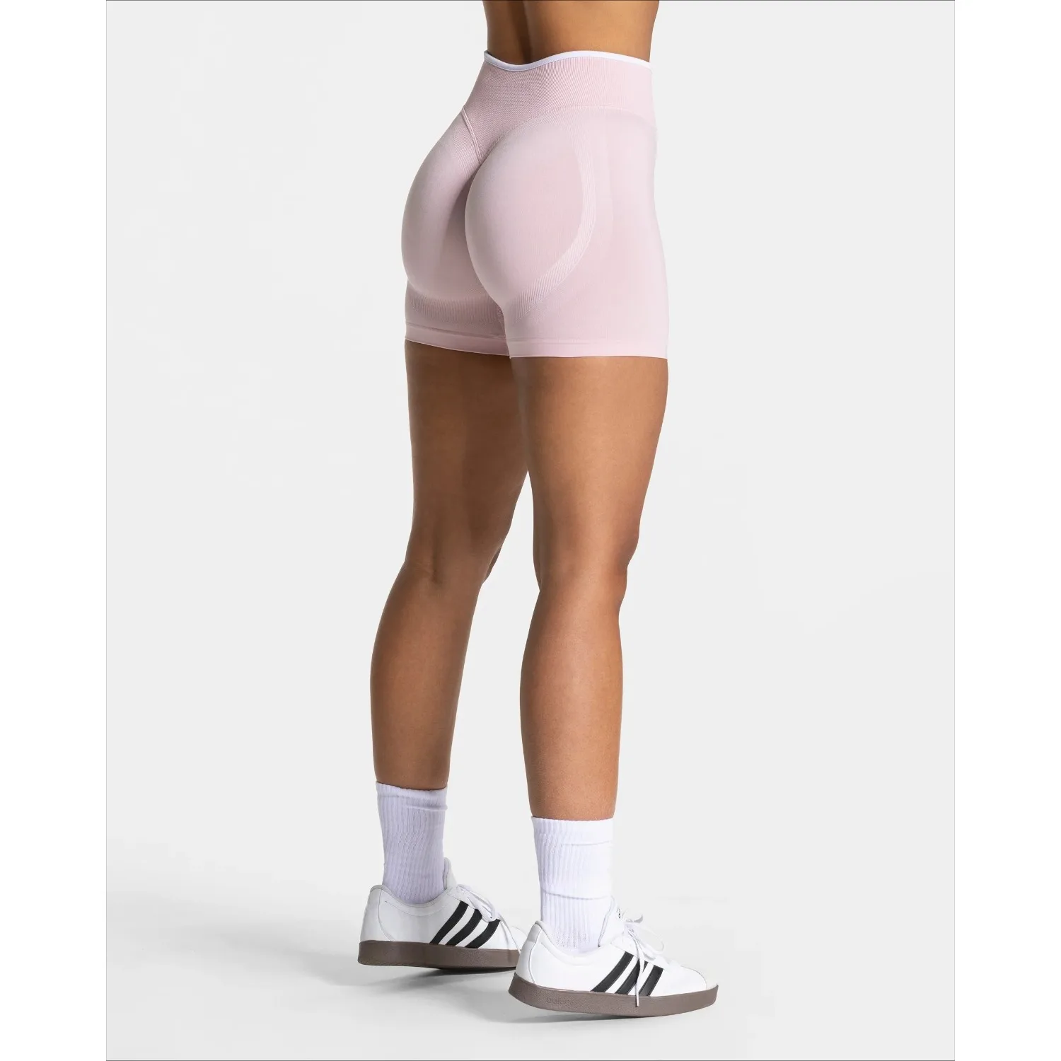 Women's Seamless Gym Solid Color Sports Shorts White Waist Tight High Waist Hip Lifting Yoga Pants Running Sports Shorts image 2