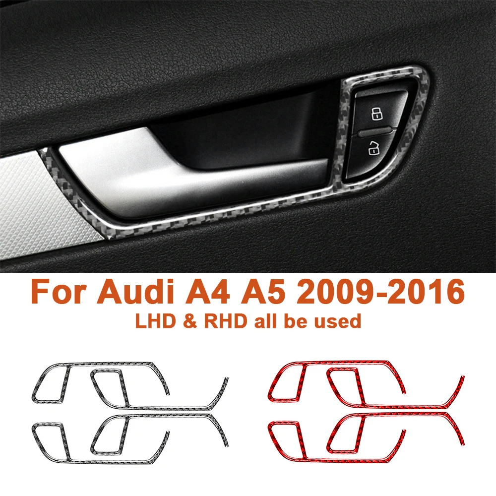 

Carbon Fiber Car Inner Handle Frame Trim Stickers For Audi A4L A4 B8 2009-2016 Q5 2009-2017 A5 2008-2017 Auto Accesorioss