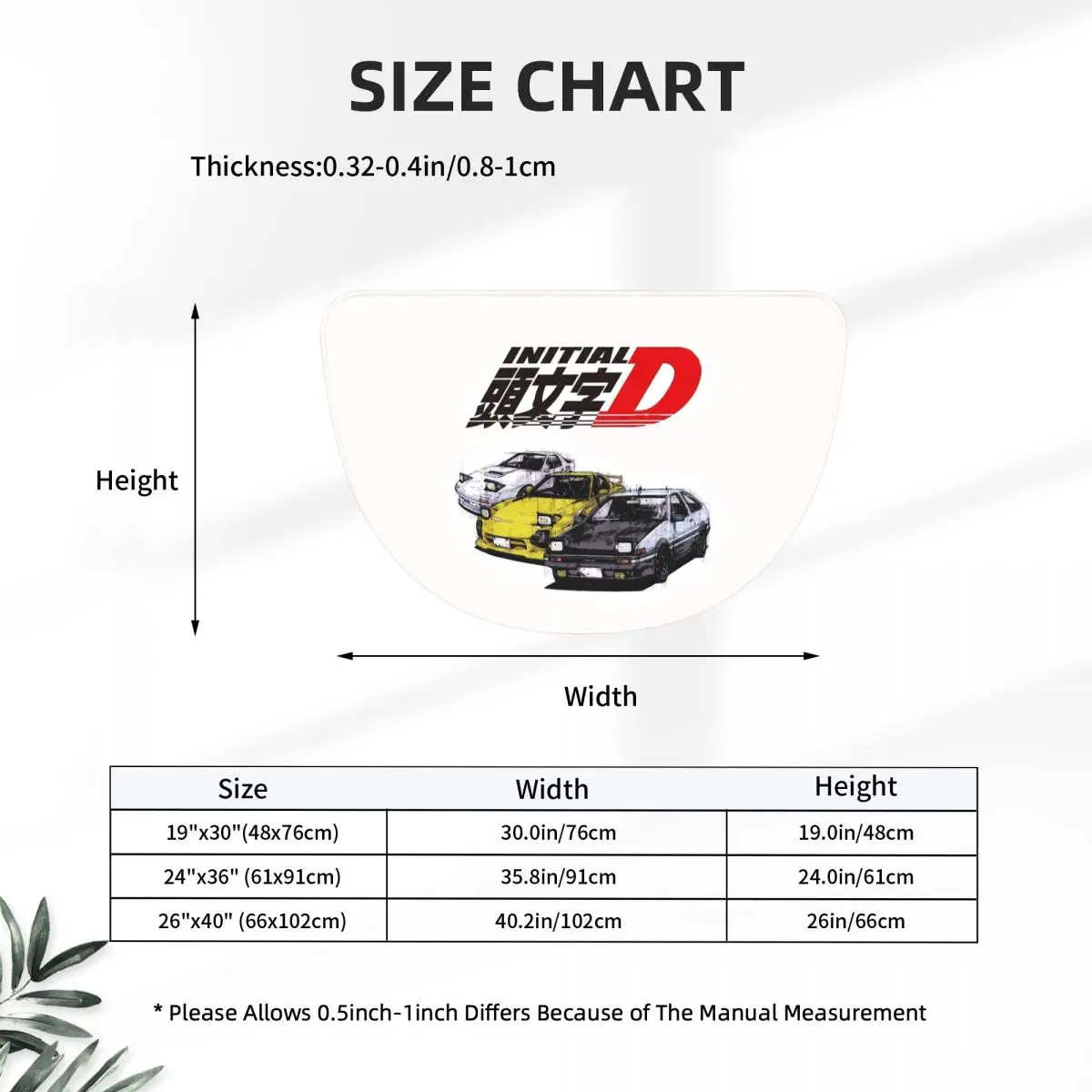 Initial D Neon Ae86 Soft Flannel Half Round Doormat Non Slip Bathroom Mat Absorbent Floor Carpet for Garage