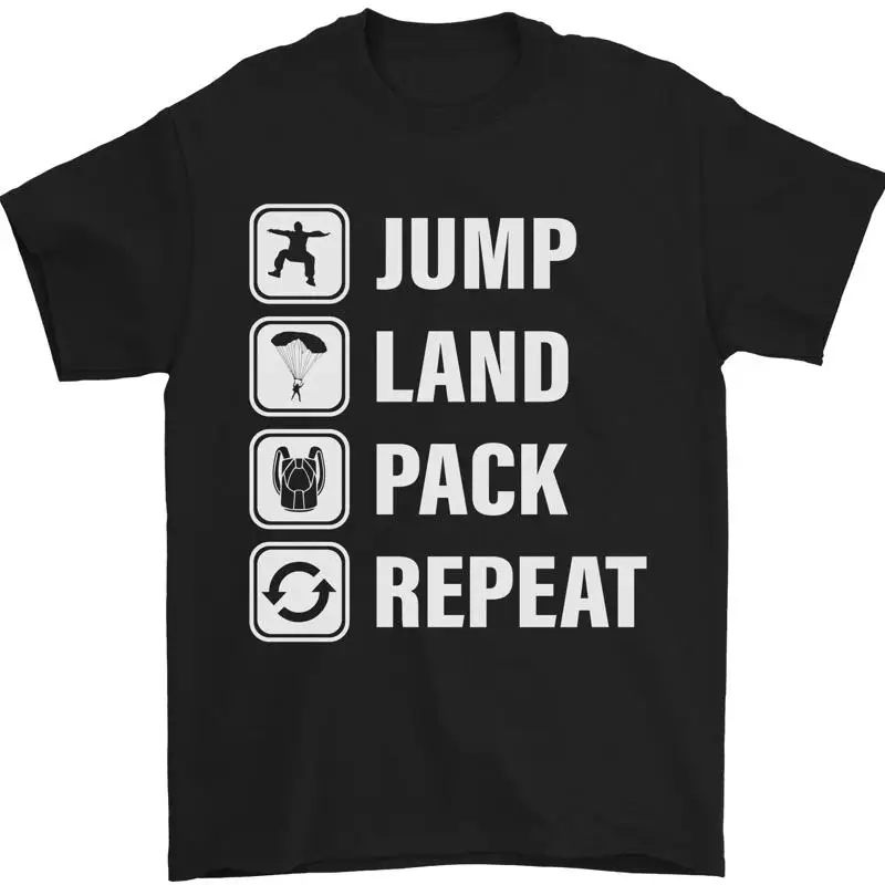 Забавная хлопковая футболка для прыжков с парашютом Jump Land Pack Забавная хлопковая футболка для прыжков с парашютом Jump Land Pack