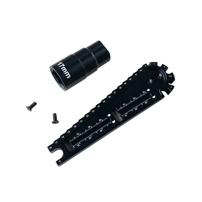 RJX Multifunction Vehicle High Ruler Rod Wrench Screw Measuring Tool Ruler Tire Wrench 17mm Adapter Hexagonal Socket RJX3085