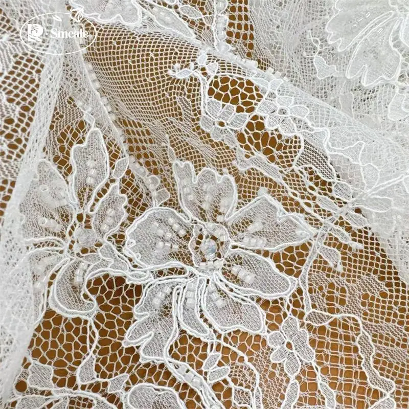 Beads Cord Embroider Flash Sequins Lace Fabric.Luxury Evening Dress French Lace .Advanced Customization Bridal Wedding Fabric