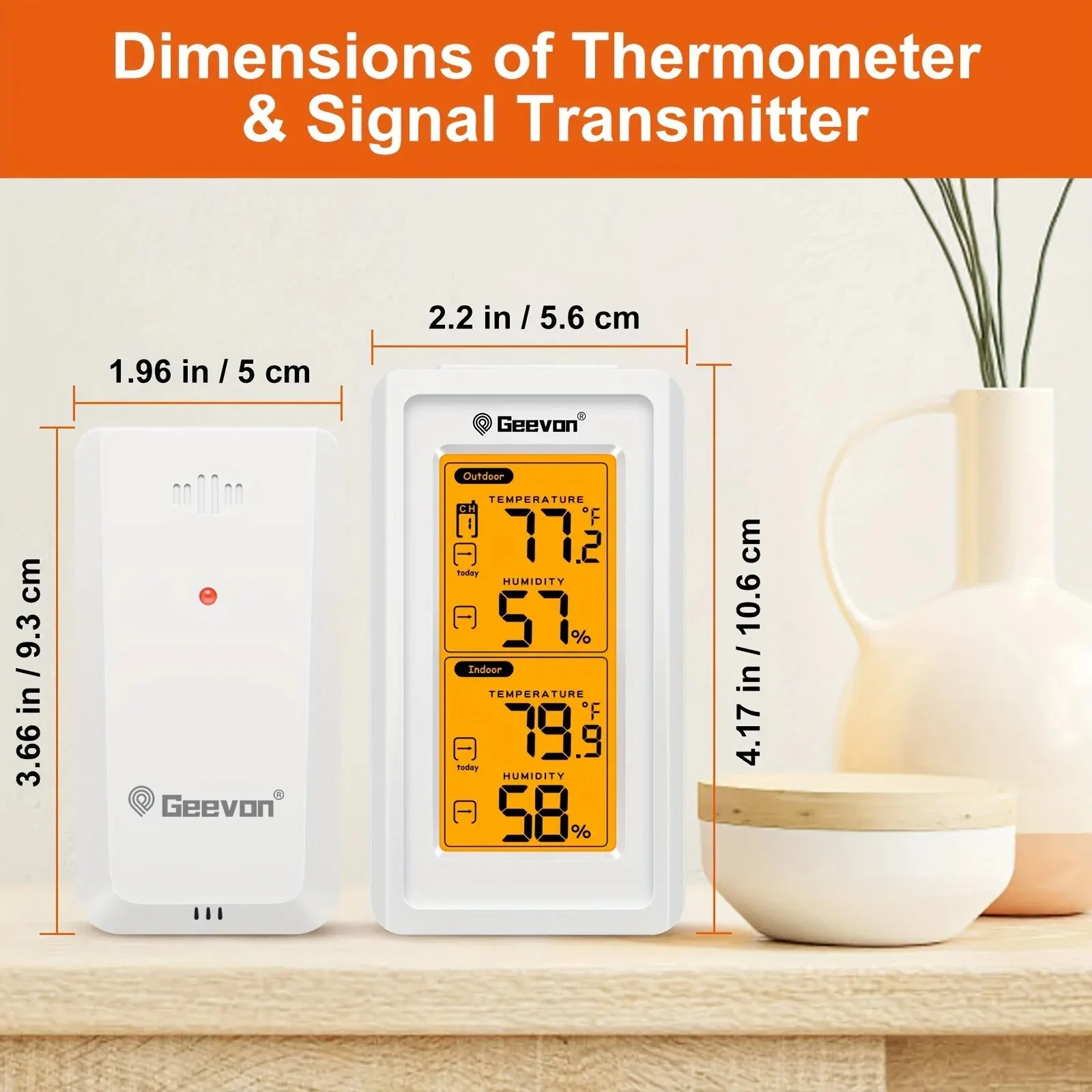 Termometr zewnętrzny Geevon z podświetleniem Cyfrowy termometr bezprzewodowy z odbiciem LCD Termometry zewnętrzne