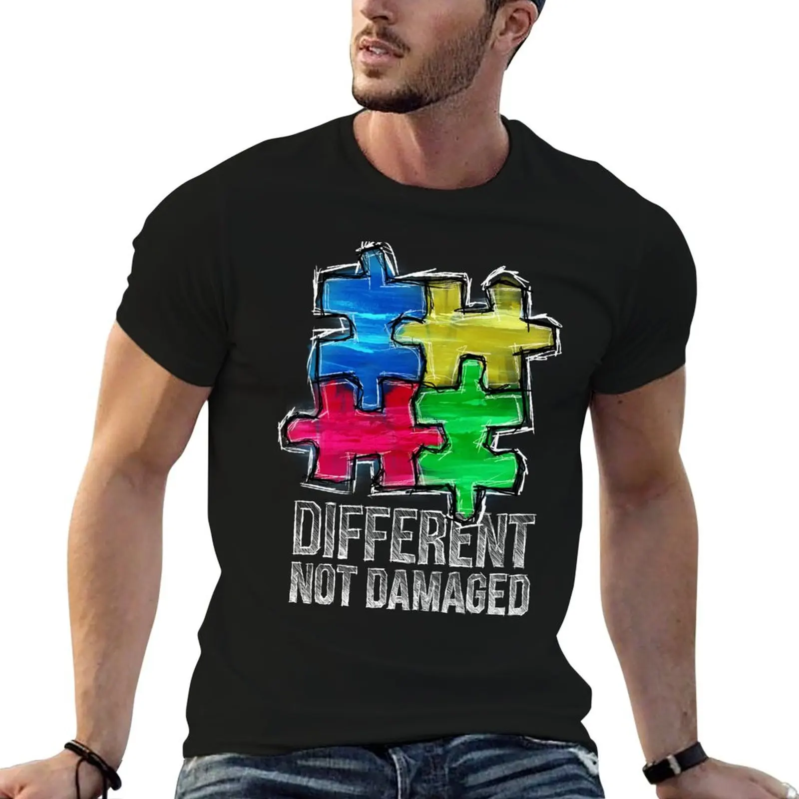 

Autism Acceptance - Different Not Damaged T-Shirt anime tshirt t shirts cotton 100% t shirt personalised T-shirt