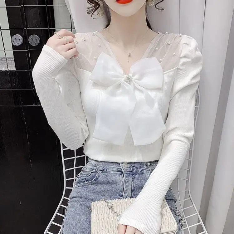 

Spring Autumn New Mesh Spliced Half High Collar Bottoming Shirt Women's Fashion Long Sleeve Top