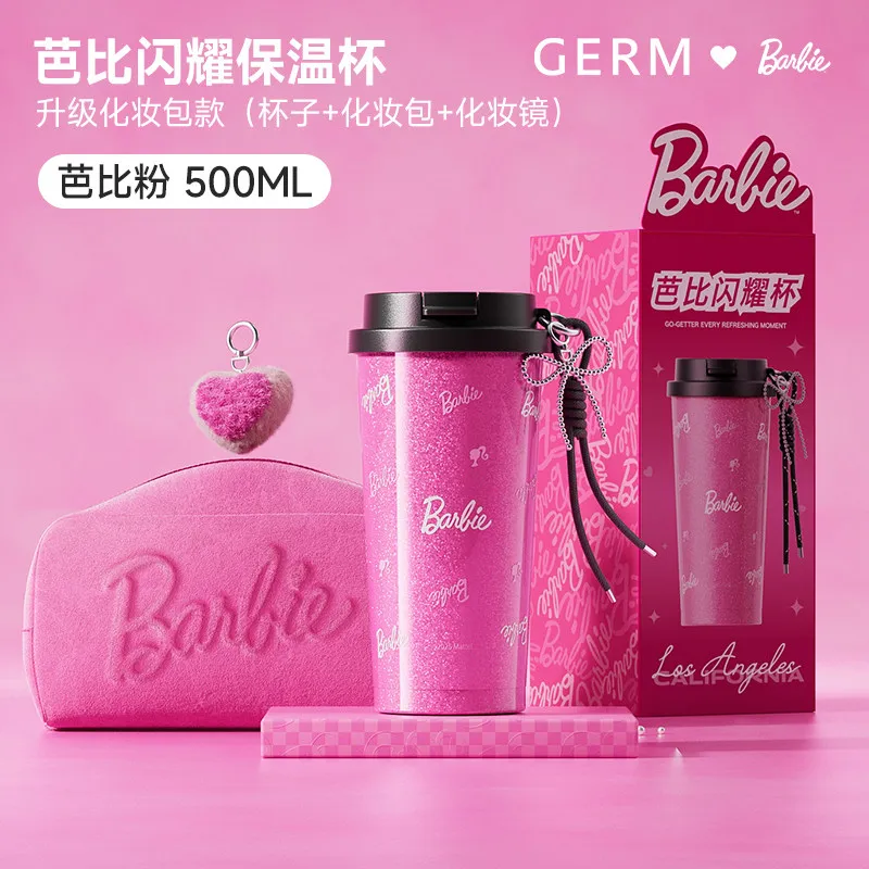 

Germ Barbie Insulated Coffee Tumbler Portable Travel Mug Stainless Steel Dual Drinking Lid Fashion Thermos Cup For Women Gifts