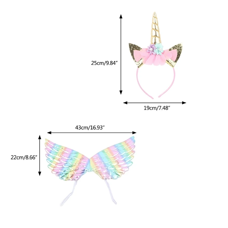 Princess Fairy Unicorn Angel Hairband Wing for Kids Girls Party Fancy Wand Carnival Costume for Cosplay DropShipping