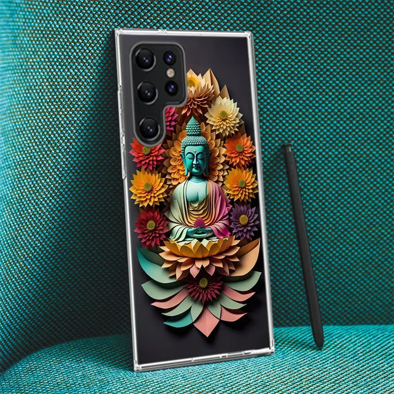 Origami Paper Cuttings Buddha Cover For Samsung Galaxy S21 S20 S23 FE S22 S24 Ultra Phone Case S10 S10E S8 S9 Plus S7 S6  Edge C