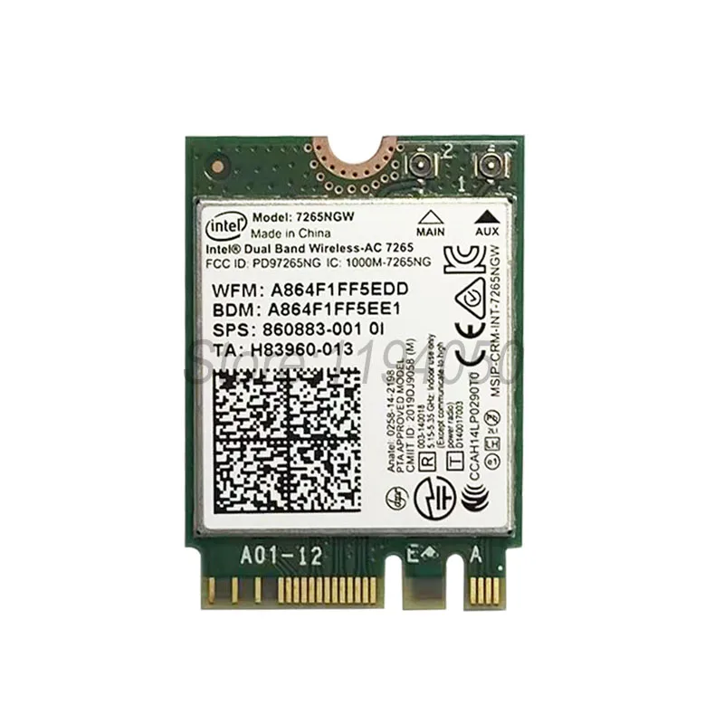 Dual Band Wireless-AC 7265 7256NGW 802.11AC 867Mbps Wi-Fi + Bluetooth 4.0 NGFF M.2 WLAN WIFI Card intel 7265