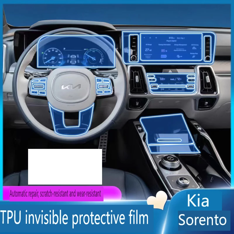 

For Kia КИА Sorento 2021 2022 2023 Tpu Transparent Film Car Interior Sticker Center Control Navigator Protection Car Accessories