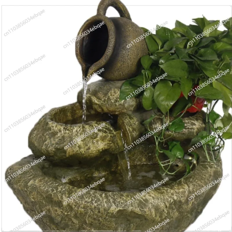Flowing Water Ornaments Courtyard Solar Fish Pond Landscape Landscaping Rockery Outdoor Fountain Outdoor Garden Decoration Resin