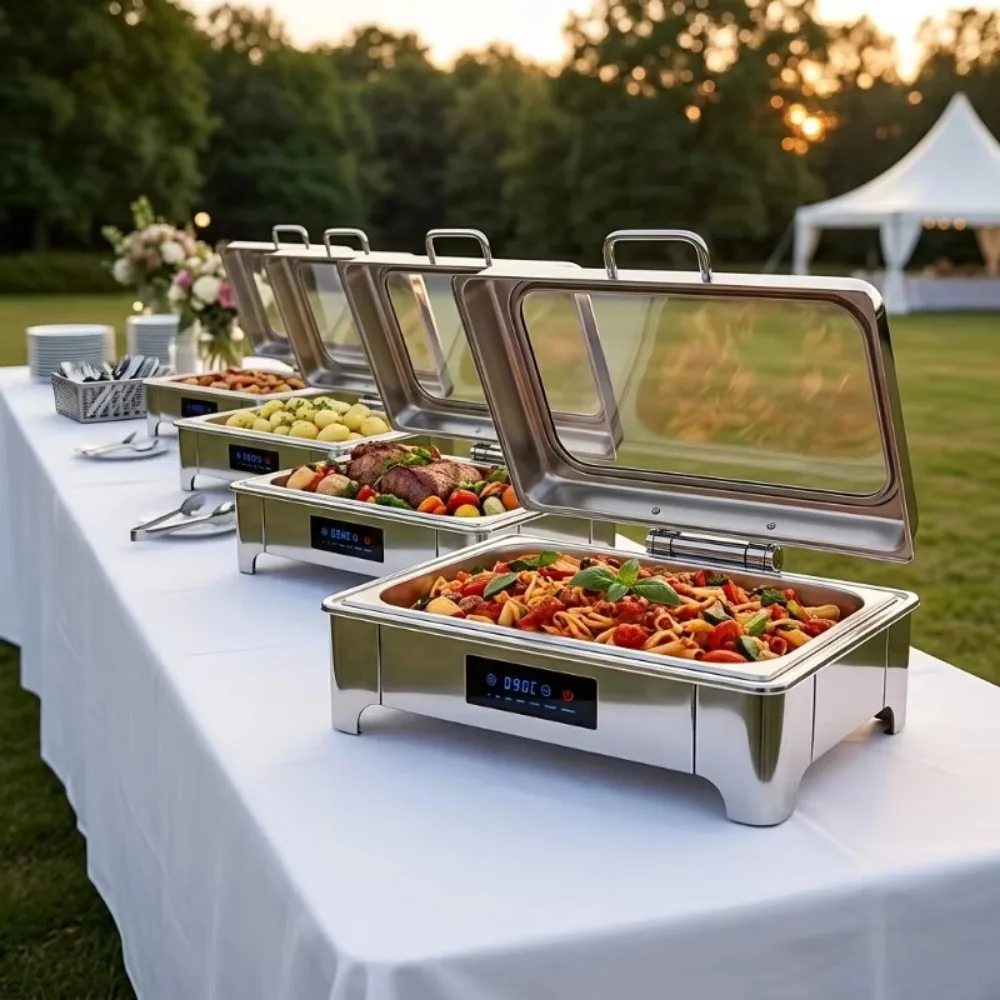 Commercial Hotel & Restaurant Stainless Steel Electric Buffet Food Warmers Hot Pot & Chafing Dish Cooking Equipment 220V