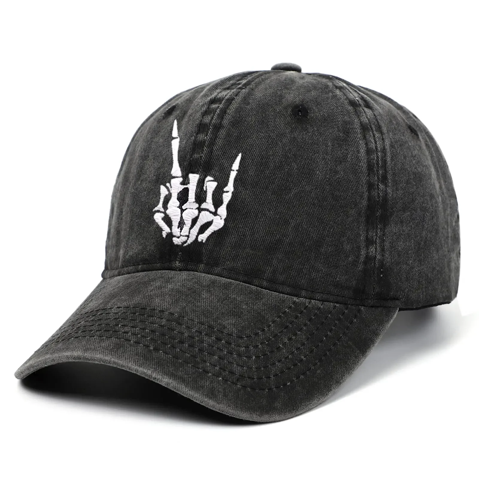 Bonés de beisebol esqueleto para homens e mulheres, chapéu de dedo de caveira ajustável, boné de camionista esportivo, snapback de algodão, Halloween