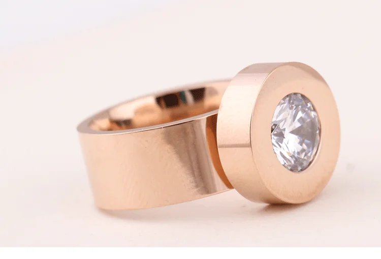 Gold Color Fashion DIY Brand Crystal ring Four Color zircon Swap titanium steel Rings For women