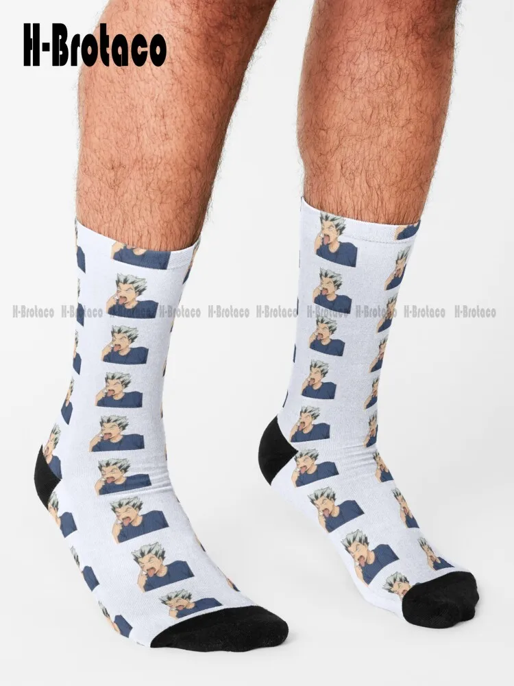 Bokuto Bleh Socks Navy Baseball Socks Custom Gift Harajuku Retro Gd Hip Hop Street Skateboard Socks Teen Youth Socks Casual Art