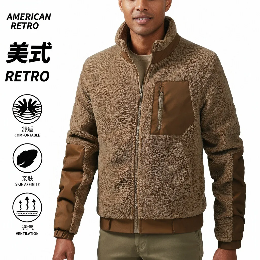 

Autumn and Winter New Jacket Mens Thick Warm Fleece Jacket Men's Winter Fashion Jacket Stand Collar Lamb Fleece Jackets Outdoor