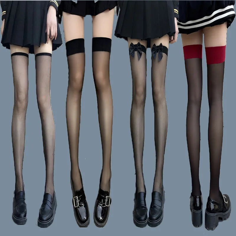 

Мужские чулки выше колена, летние, тонкие, прозрачные, черные, длинные, до бедра, модные, сексуальные, белые носки для женщин