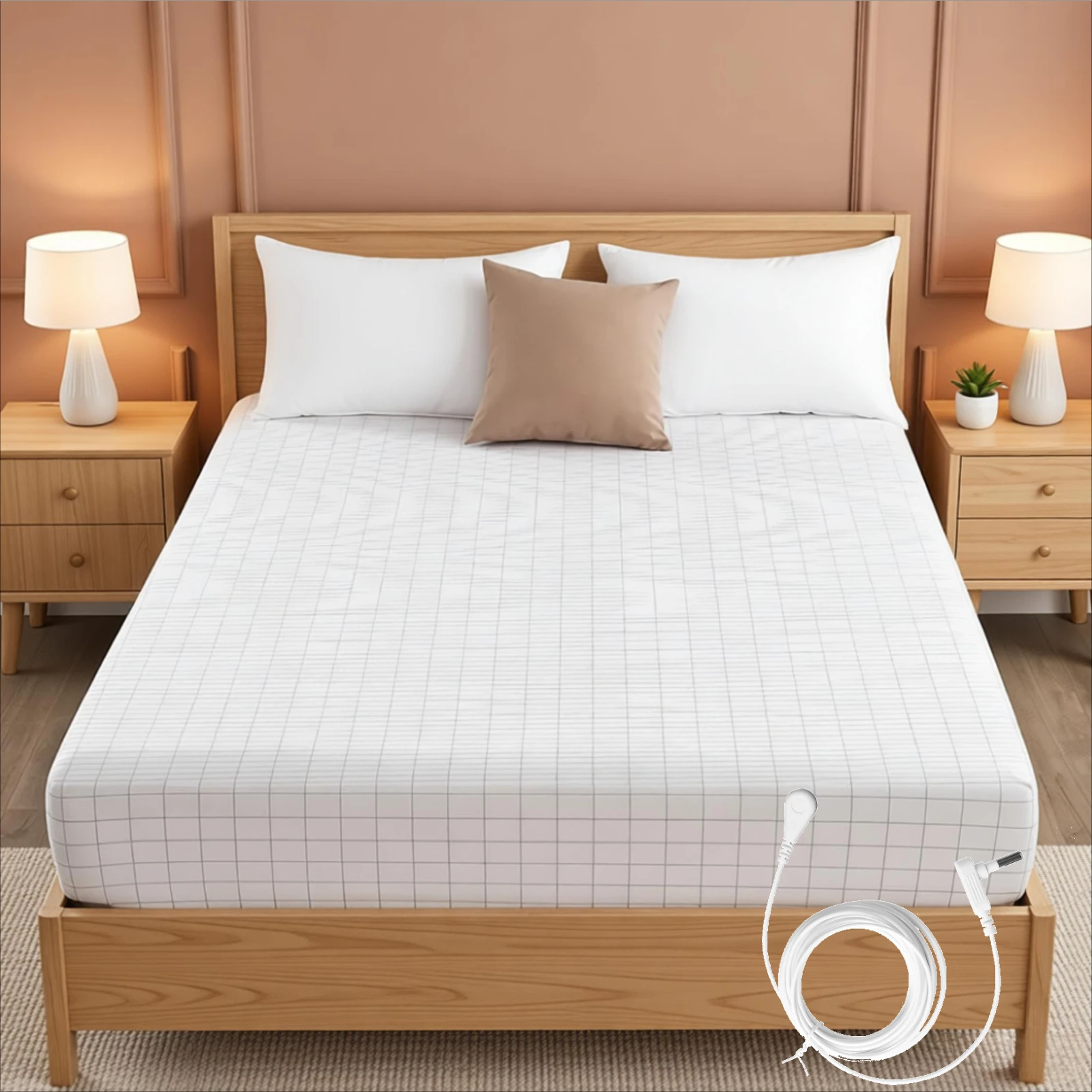 Grounding Sheets Pure Silver Fiber With Organic Cotton Earthing Fitted Bed Sheet Deep Pocket For Nature Healthy Sleep Wellness