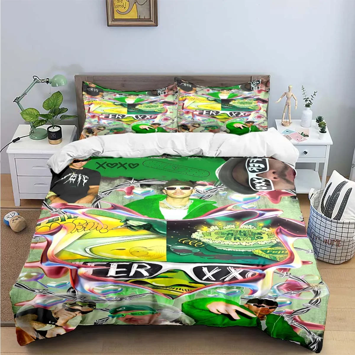 Fashion Pop Singer Ferxxo Feid Print Bedding Sets Bed Supplies Set Duvet Cover Bed Comforter Set Bedding Set Luxury BirthdayGift