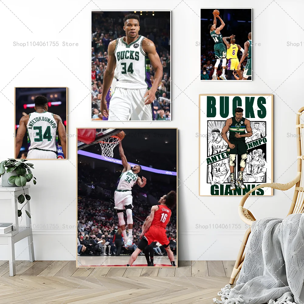 1PC Giannis Antetokounmpo Poster Paper Print Home Living Room Bedroom Entrance Bar Restaurant Cafe Art Painting Decoration