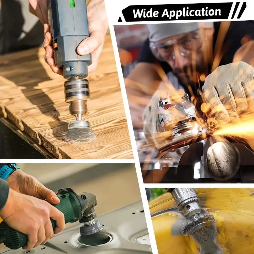 Description Picture 6 of itemWire Brush Wheel Cup Brush Set Wire Brush for Drill 1/4 Inch Hex Shank 0.012 Inch Coarse Carbon Steel Crimped Wire Wheel