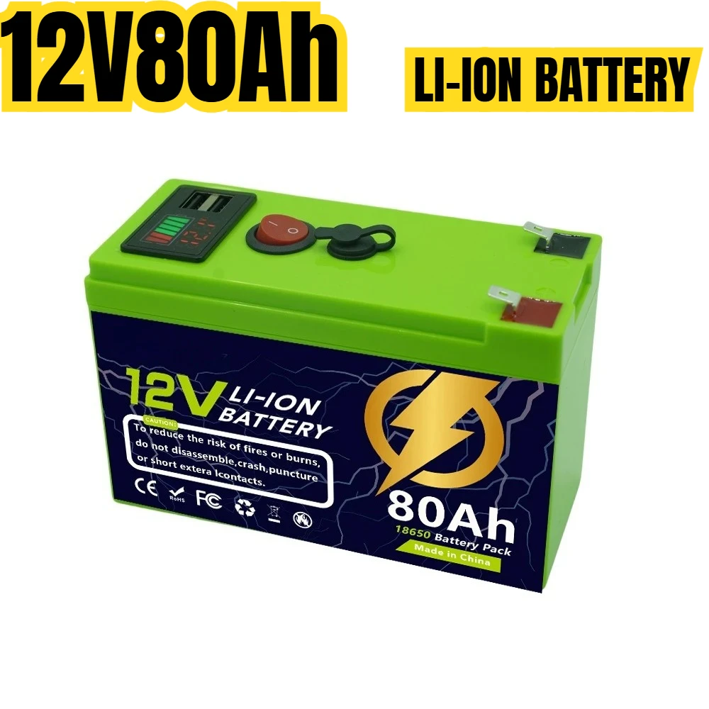 12.6V 120A Lithium Iron Phosphate Battery + Charger, Suitable for Solar Panels and Power Wheel Lighting