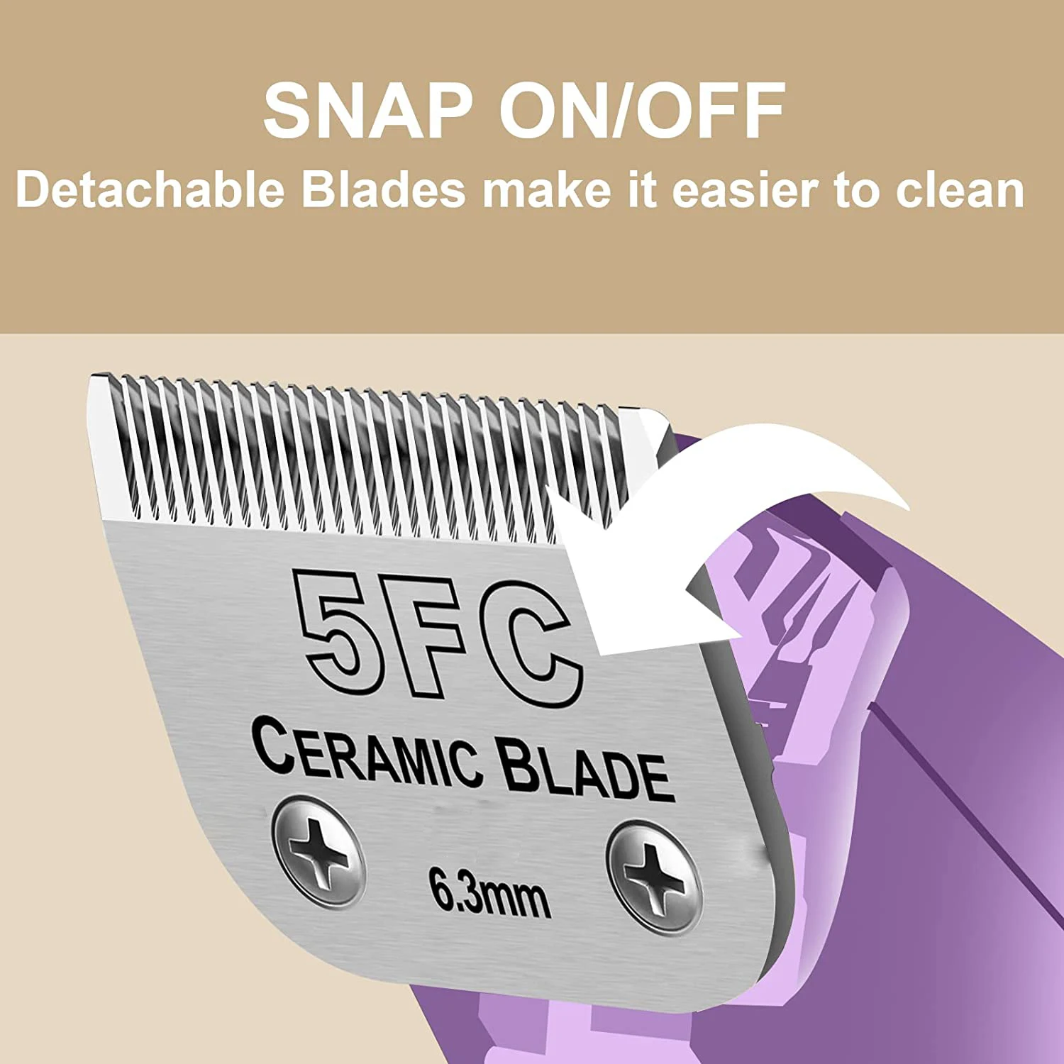 5FC Detachable Pet Dog Cat Grooming Hair Trimmer Blade For Andis，Oster A5，Wahl KM Series Clipper，Made of Ceramic+Carbon Steel
