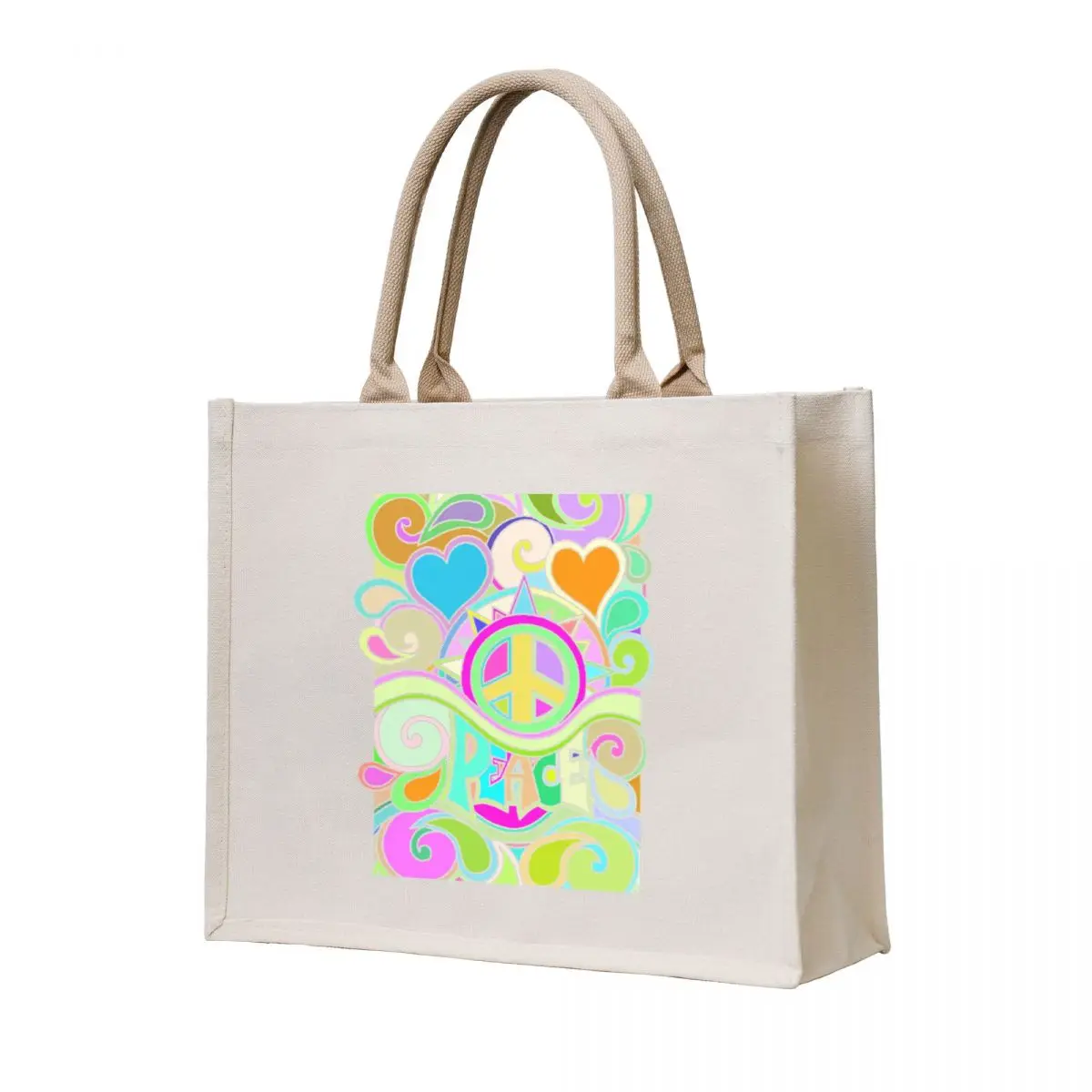 

Psychedelic Hippy Retro Peace Art Tote Bag shopper bag women canvas shopping trolley bag shoping Women's handbag