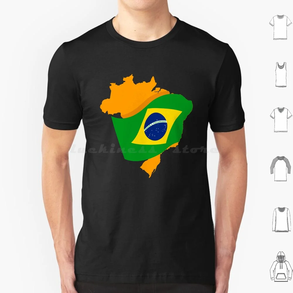 Brazil Patriotic Flag And Map T Shirt Cotton Men Women DIY Print Brazil Patriotic Flag And Map Brazil Flag Brasil Frag Brasil