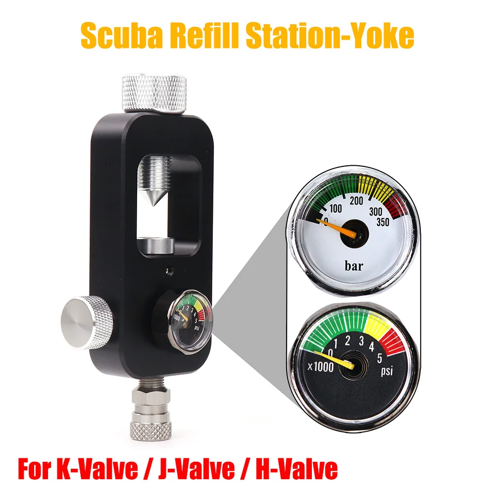 

Scuba Yoke Fill Station Charging Adapter For K-Valve J-Valve H-Valve Rated 3500psi