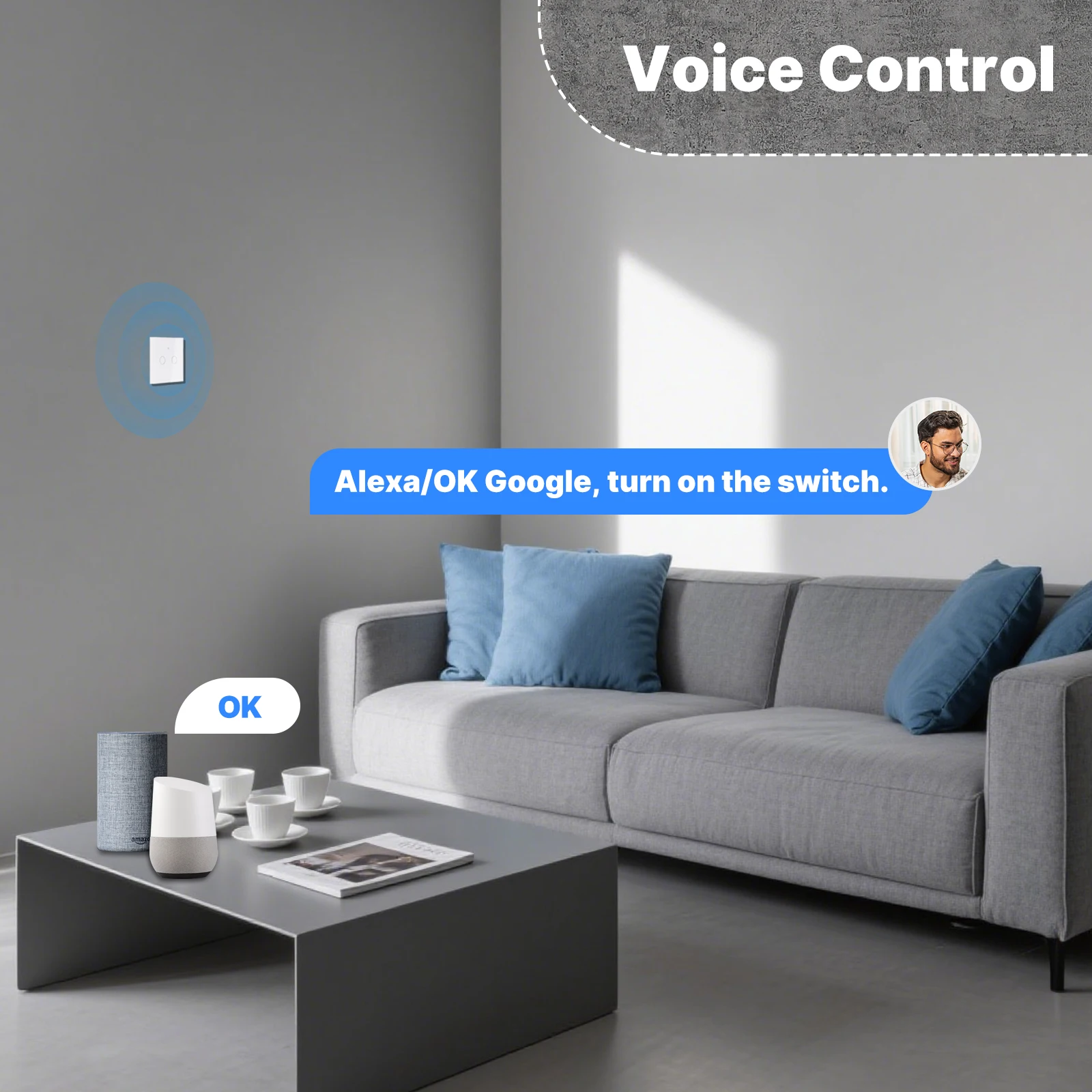 MOES Tuya WiFi مفتاح الإضاءة الذكي سلك محايد اختياري الخلفية دعم RF433 App التحكم عن بعد دعم Alexa Google Home