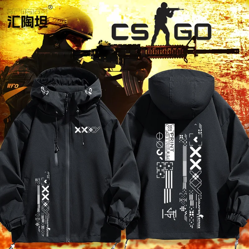 

Куртка CSGO Game Collaborative Print Skin Jaet ex Autumn Winter, ветрозащитная, повседневная, из полиэстера, нейлона и углеродного волокна