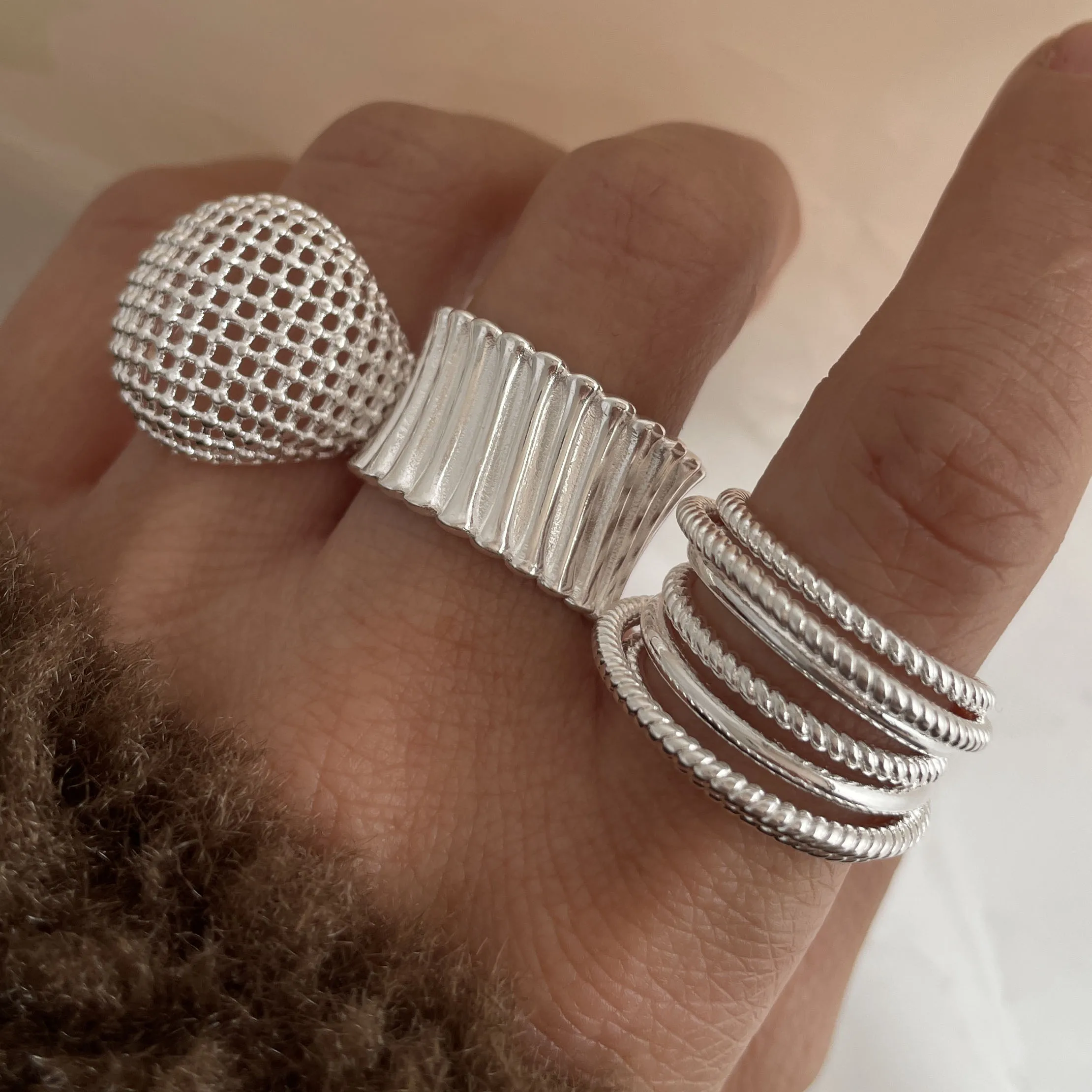 Women's 925 Sterling Silver Interware Lines Ring, Gift