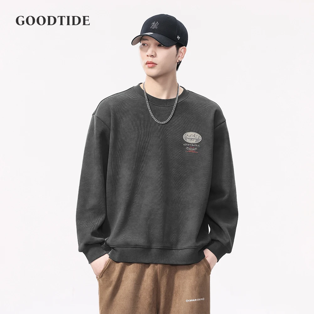 موضة الرجال البلوزات المطبوعة 2025 الخريف والشتاء جديد فضفاض الجولة الرقبة الرياضة في الهواء الطلق الرجعية طويلة الأكمام البلوز