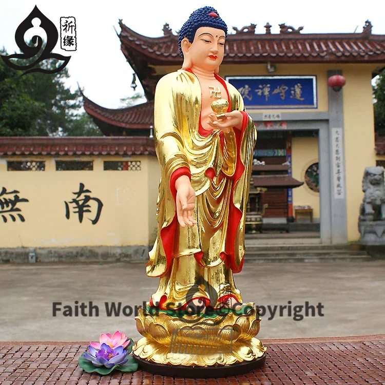 Special Offer--48cm large -Bless family HOME Spiritual Effective protection # Lotus the Medicine Buddha RULAI Buddha statue