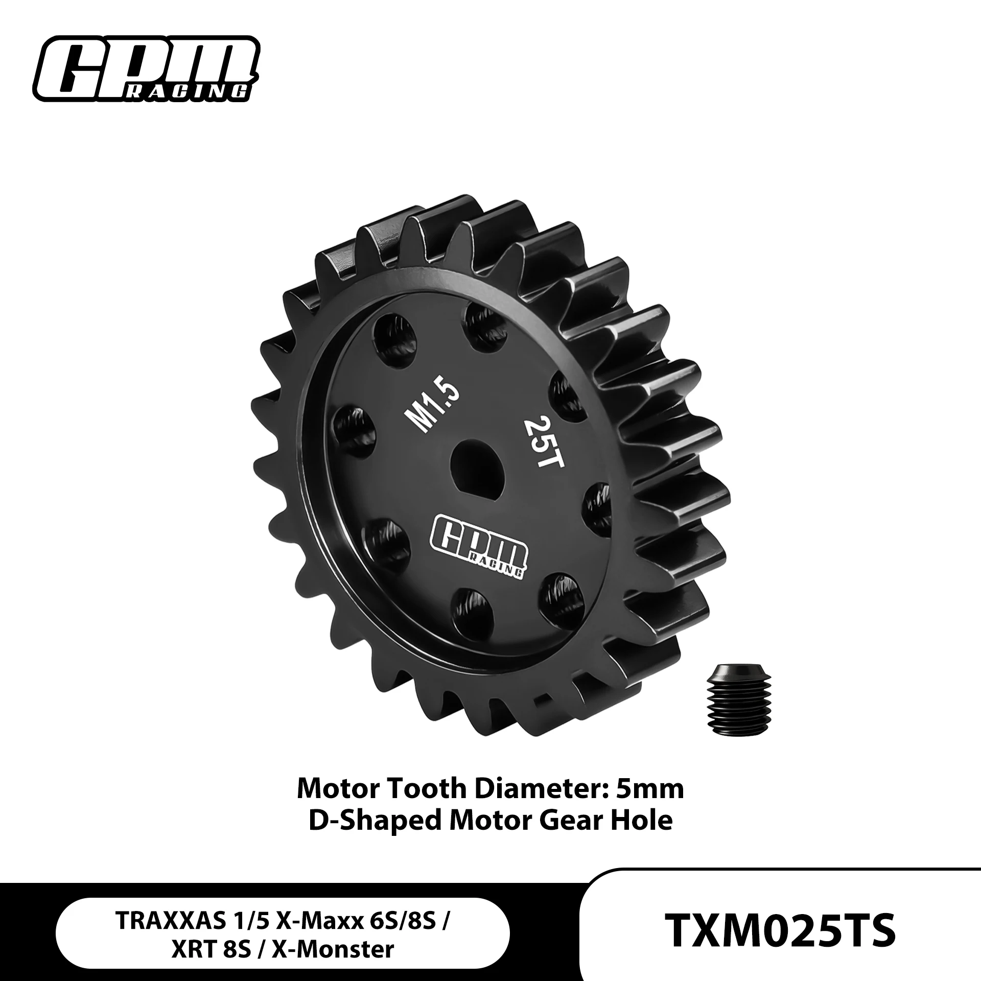 GPM  40Cr Steel Motor Gear 25T / 1.5Mod / 5mm Bore For TRAXXAS 1/5 X-Maxx 6S 8S / X-Monster / XRT