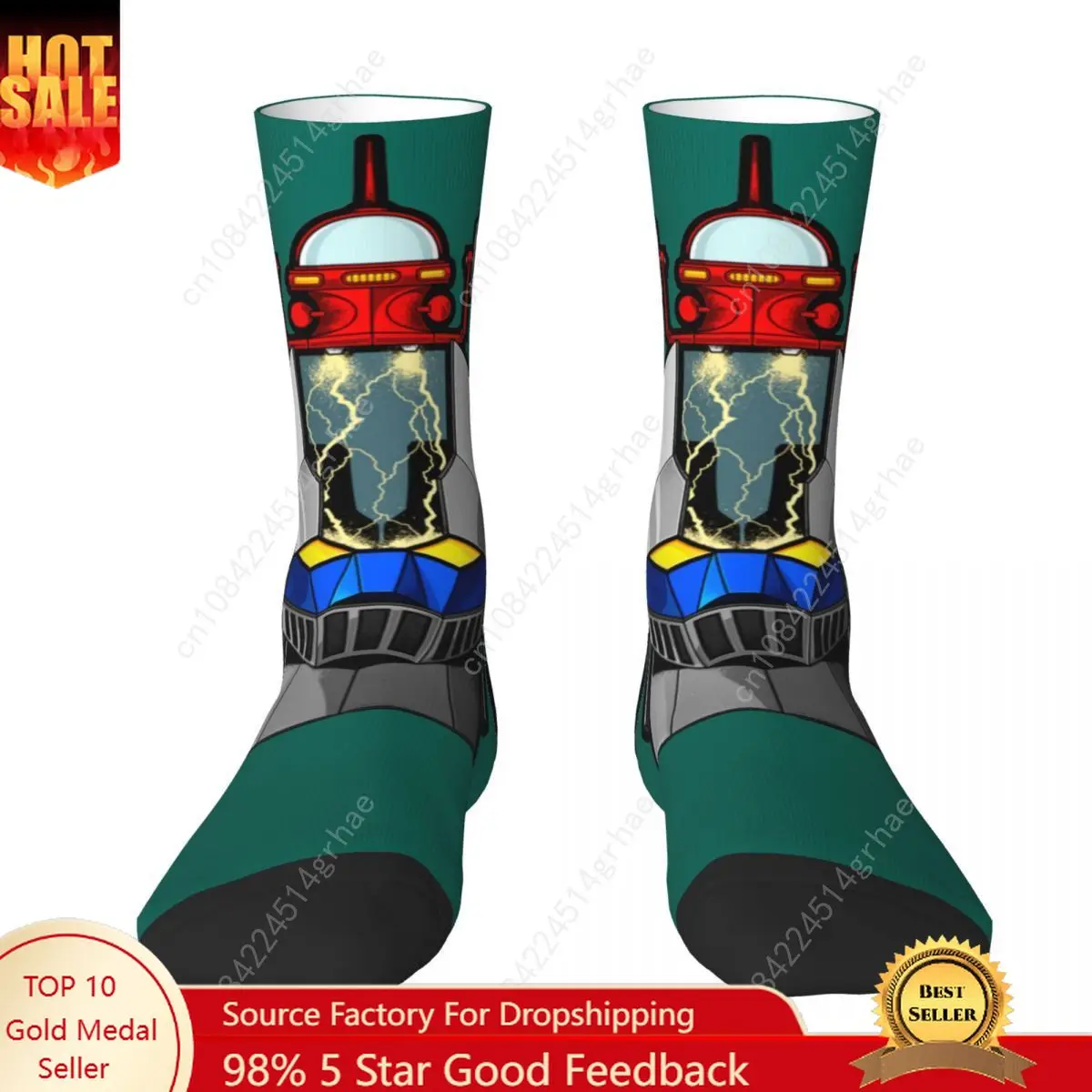 

Autumn Winter Colorful Unisex Mazinger Z Head Power Socks Non-slip Sports Socks